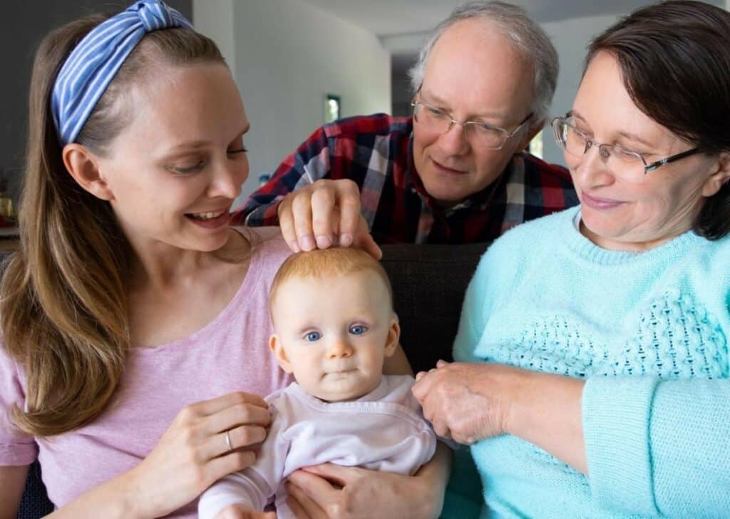 three generations of family together